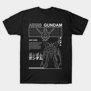 Gundam Aegis GAT-X303 Black and White Streetwear Shirt mobile suit T-Shirt